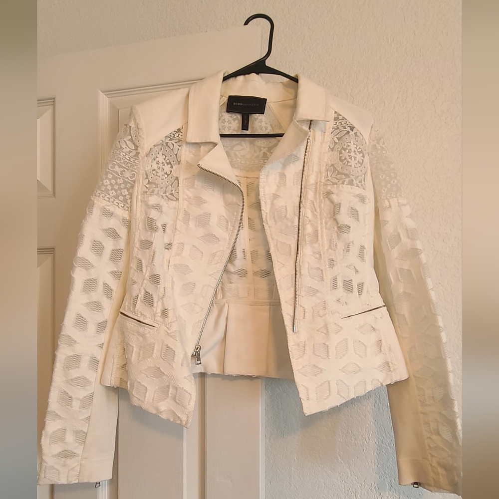 BCBGMaxAzria White Lace Jacket